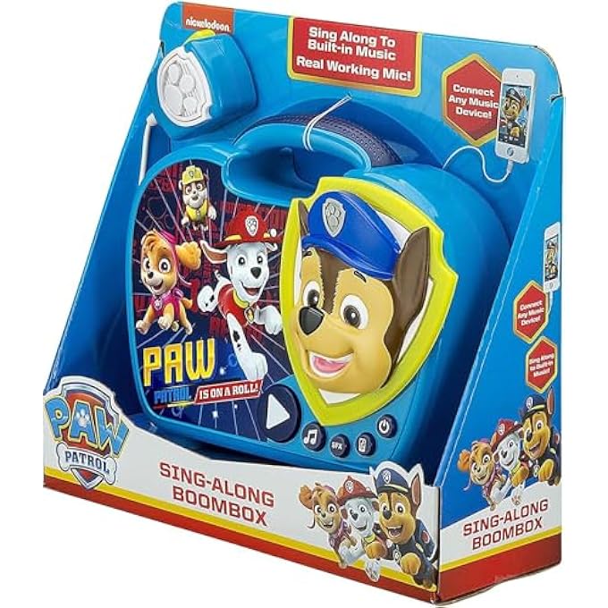 rayihni PW-115 PAW PATROL SING ALONG BOOMBOX WITH MICROPHONE, BUILT IN MUSIC, FLASHING LIGHTS, REAL WORKING MIC FOR KIDS KARAOKE MACHINE, CONNECTS MP3 PLAYER AUX IN AUDIO DEVICE, BLUE - Image 4